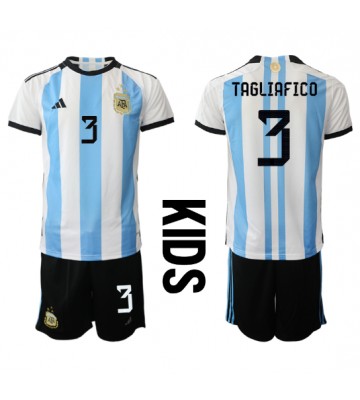 Maillot de foot Argentine Nicolas Tagliafico #3 Domicile enfant Monde 2022 Manches Courte (+ pantalon court)